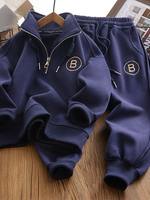 【时髦洋气运动套装】男童秋冬新款痞帅卫衣卫裤两件套2023中大童男孩上衣长裤运动套装 商品图2