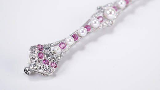 复古红宝石珍珠胸针 商品图1