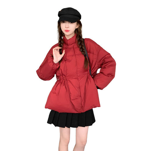 大红色轻薄短款盘扣羽绒服女宽松显瘦冬季2023年新款小个子设计感QQGZ-6630 商品图4