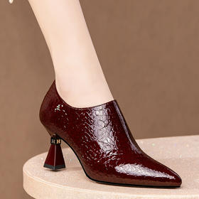 时尚百搭，尖头深口高跟单鞋HY-H3289