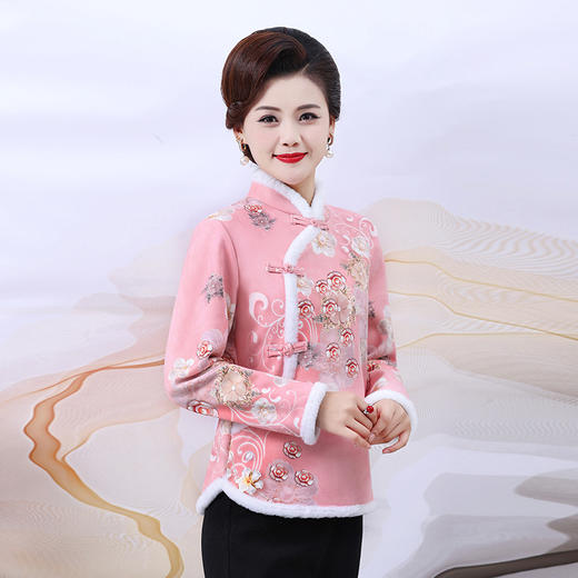 ALBB-妈妈时尚上衣洋气风加绒旗袍太太大阔冬季码减龄复古保暖唐装百搭 商品图3