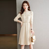 雀说木耳领百褶毛衣裙女打底衫女减龄长款针织连衣裙AL6772 商品缩略图2
