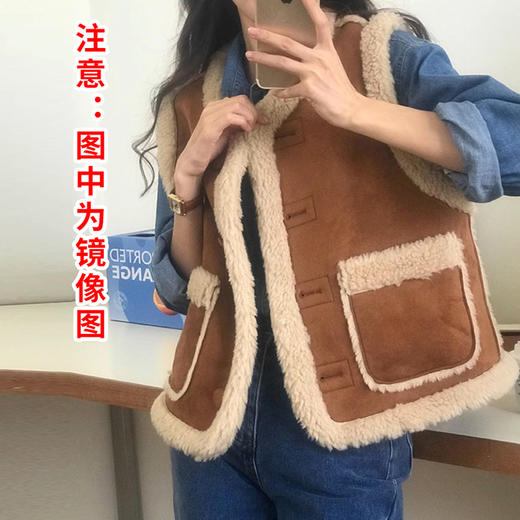 裁缝学苑AS161皮毛一体马甲纸样女装复古麂皮绒羊羔毛背心上衣样衣 商品图3