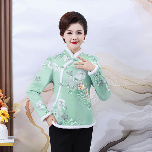 ALBB-妈妈时尚上衣洋气风加绒旗袍太太大阔冬季码减龄复古保暖唐装百搭 商品图2