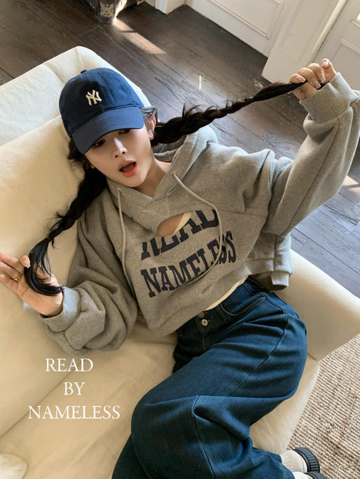 Read Nameless /RN品牌logo挖空灰色卫衣 商品图6