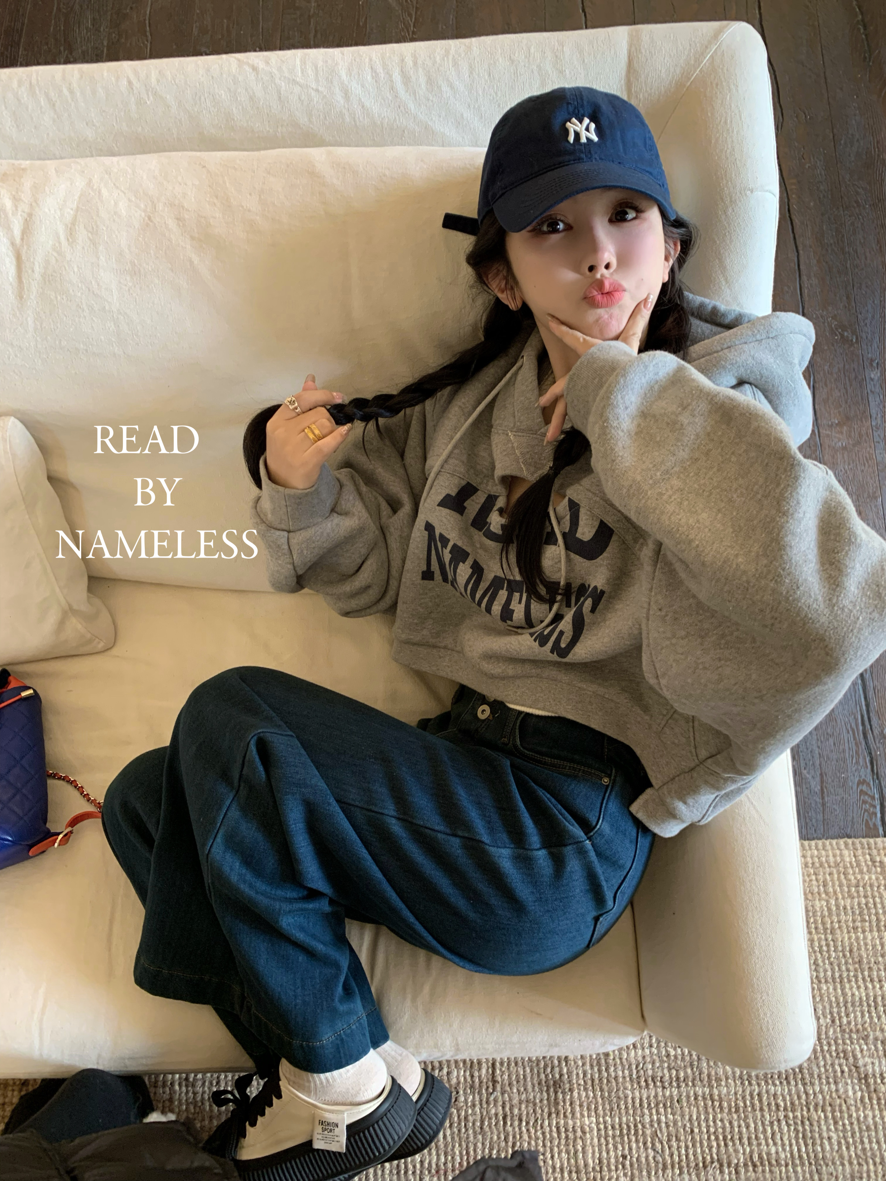 Read Nameless /RN品牌logo挖空灰色卫衣