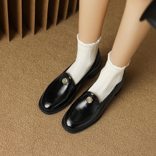 时尚显瘦，绒里保暖粗跟乐福鞋HJ-H329 商品图10