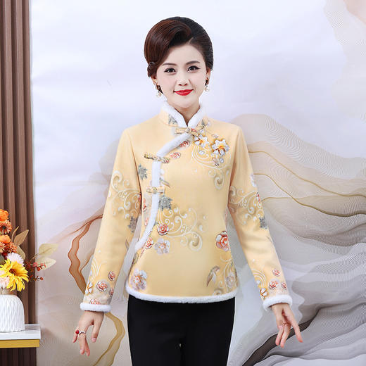 ALBB-妈妈时尚上衣洋气风加绒旗袍太太大阔冬季码减龄复古保暖唐装百搭 商品图1