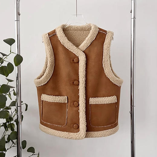 裁缝学苑AS161皮毛一体马甲纸样女装复古麂皮绒羊羔毛背心上衣样衣 商品图6