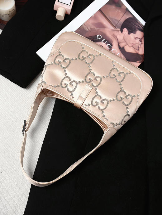 Gucci 老花 丝缎 香槟黄  jackie单肩 腋下包 商品图1