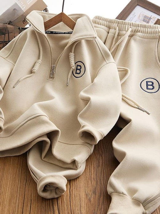 【时髦洋气运动套装】男童秋冬新款痞帅卫衣卫裤两件套2023中大童男孩上衣长裤运动套装 商品图0