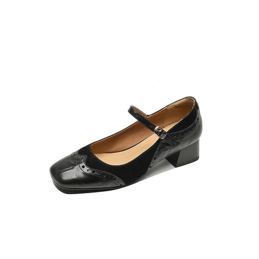 法式优雅，里外全头层皮粗跟玛丽珍浅口单鞋LGYZ-342-2 商品图14