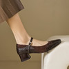 法式优雅，里外全头层皮粗跟玛丽珍浅口单鞋LGYZ-342-2 商品缩略图3