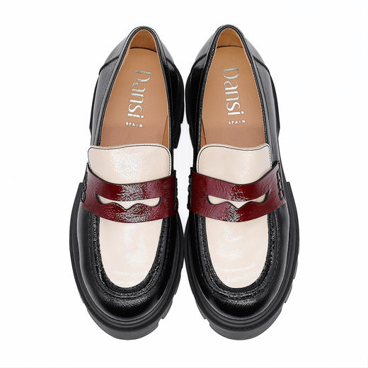 #断码特价38码#西班牙原产时尚轻便超舒适厚底女款乐福鞋四季款5782黑色/白色/酒红色 商品图5