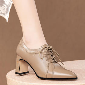 时尚简约，尖头纯色系带高跟单鞋HY-H3305