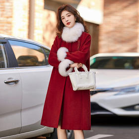 冬季中式风气质时尚加厚保暖毛领毛呢羽绒服跨年外套HR-WZ231519