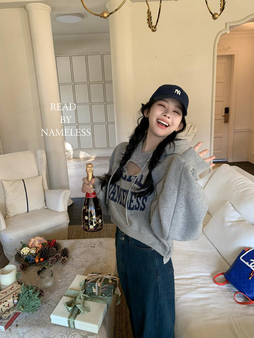 Read Nameless /RN品牌logo挖空灰色卫衣 商品图1