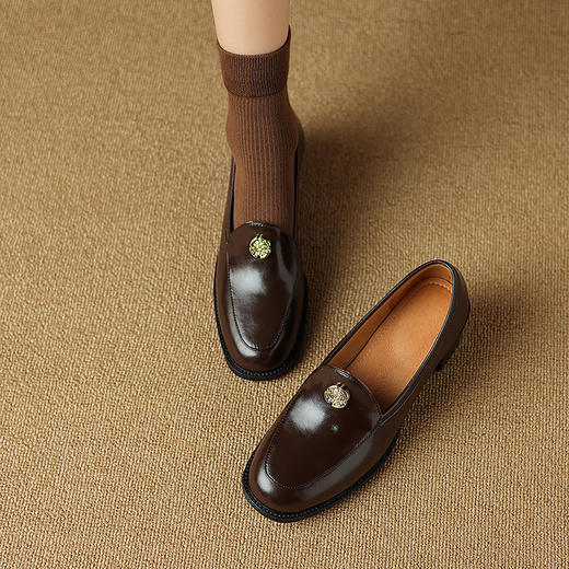 时尚显瘦，绒里保暖粗跟乐福鞋HJ-H329 商品图5