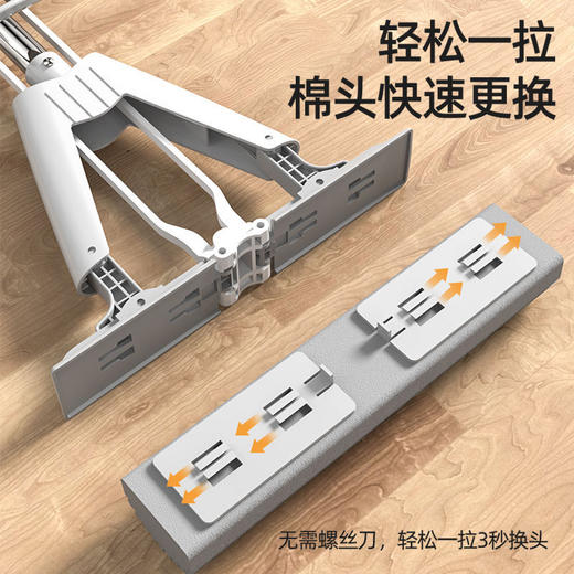 【海绵吸水拖把】家用懒人拖把免手洗可伸缩一拖即净 滚轮吸水挤水海绵对折挤水 商品图2