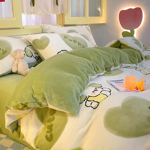 加厚牛奶绒四件套，双面法兰绒床单被套珊瑚绒四件套 QJY-YU-88 商品图10