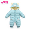 秋冬新款婴幼儿加厚保暖连帽耳朵款超柔里衬连身衣爬服 商品缩略图1