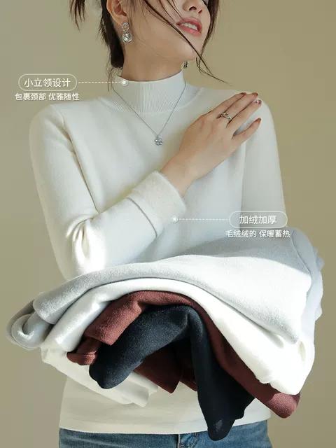 【 MIMO弥黙 一体水貂绒毛衣】半高领亲肤保暖防风恒温全身加绒 商品图5