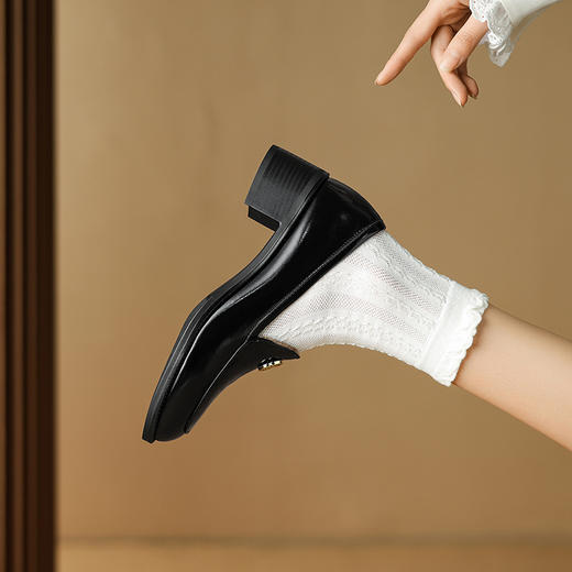 时尚显瘦，绒里保暖粗跟乐福鞋HJ-H329 商品图8