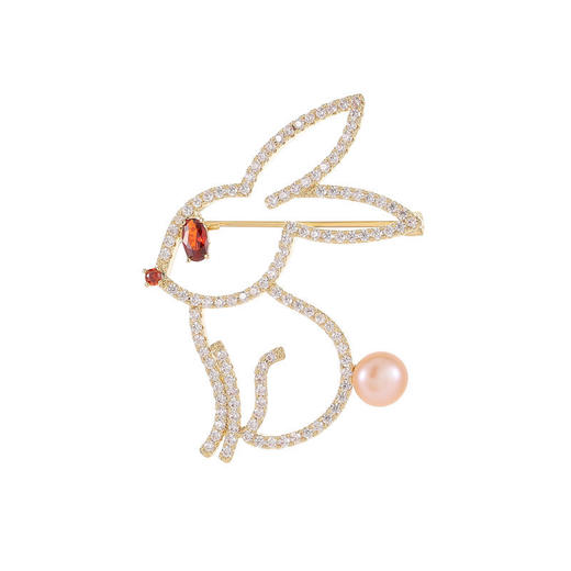 新款衣饰小西装珍珠别针本命年生肖小兔子胸针LY 商品图4
