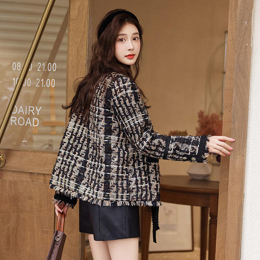 90白鸭绒羽绒服2023冬款气质小香风粗花呢加厚保暖外套HRWY81089 商品图2