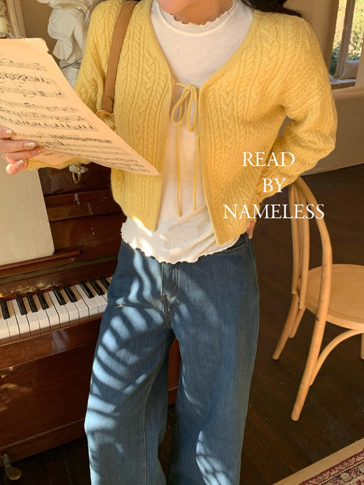 Read Nameless /小鸡黄系带针织开衫 商品图10