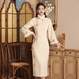 TX秋冬新品爆款加绒加厚日常修身旗袍连衣裙