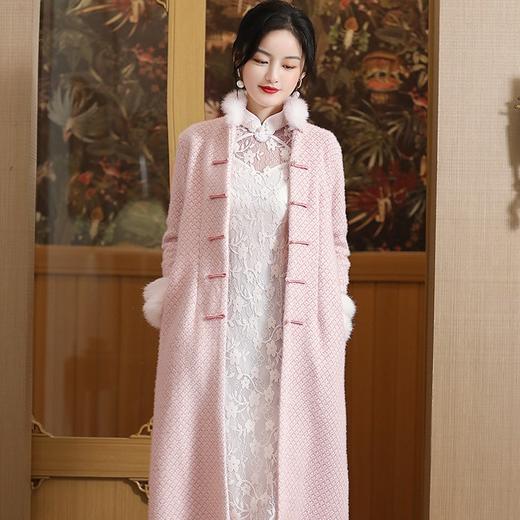 冬季加厚真兔毛领水貂绒百搭优雅时尚逛街晚会旗袍外套HYM-21136 商品图0