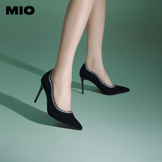 MIO米奥春季尖头细跟派对高跟鞋优雅显高浅口单鞋女鞋M241452010 商品图1