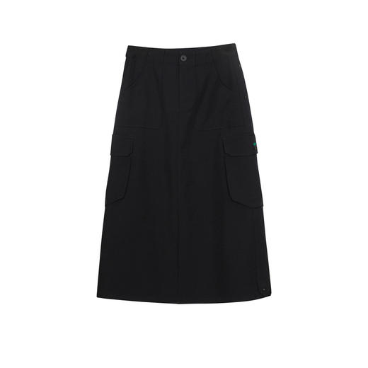 谜底黑色半身裙2024春新款工装风大口袋高腰百搭中长裙241MB0118 商品图4