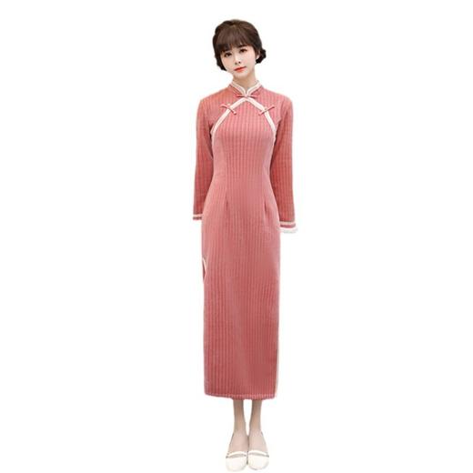 雪尼尔改良新中式长款倒大袖新款时尚年轻少女款旗袍GX-907563 商品图4