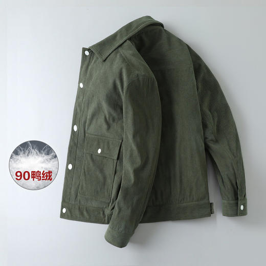 【90绒】罗蒙秋冬男士经典灯芯绒羽绒服男工装夹克男羽绒服外套男羽绒服 商品图5