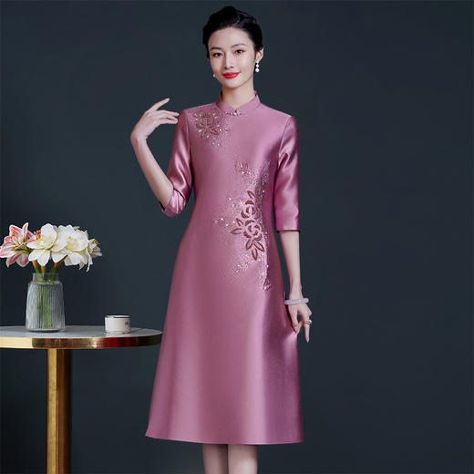 喜婆婆旗袍妈妈婚礼礼服婚宴装结婚喜服大码高端气质YZL-803# 商品图2