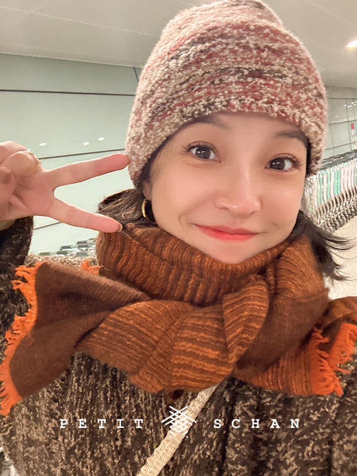 PETIT SCHAN小闪 #057 Crayon Shin-chan 蜡笔小新 骆驼绒山羊绒混纺手工段染趣味手编针织帽 商品图1