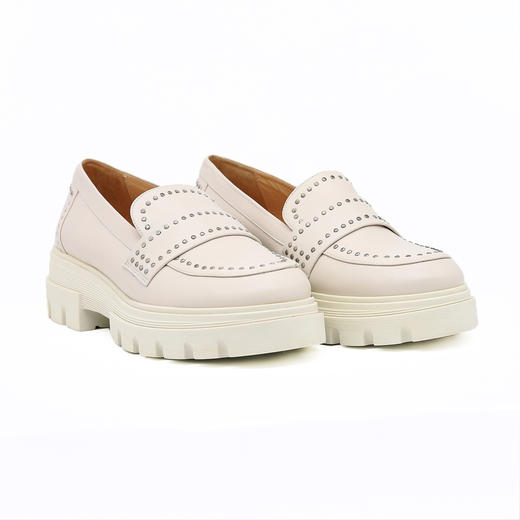 #断码特价37（38码）#西班牙原产时尚轻便舒适厚底女款乐福鞋四季款5783白色 商品图7