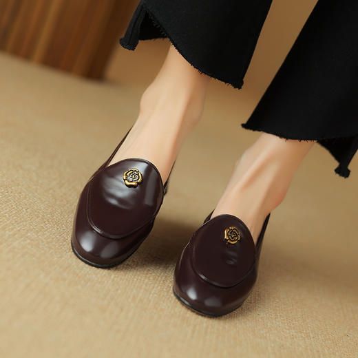 优雅百搭，圆润真皮纯色金属装饰乐福鞋单鞋NX-8076 商品图9