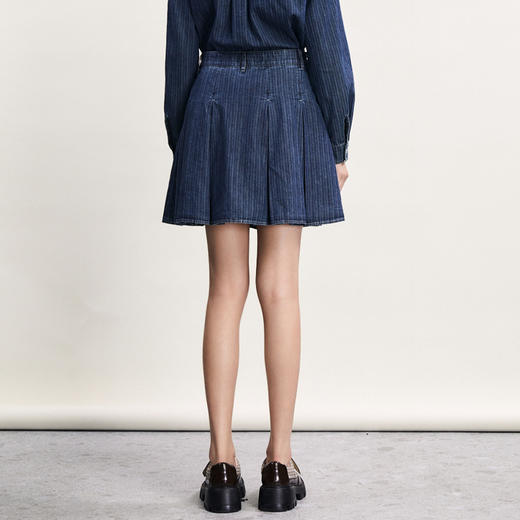 谜底牛仔半身裙2024春季新款复古学院风百搭短裙伞裙女241MB0016 商品图2