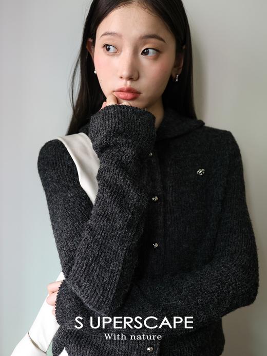 【反季清仓不退不换】精致碱水结肌理感坑条翻领针织短款小香开衫 商品图0