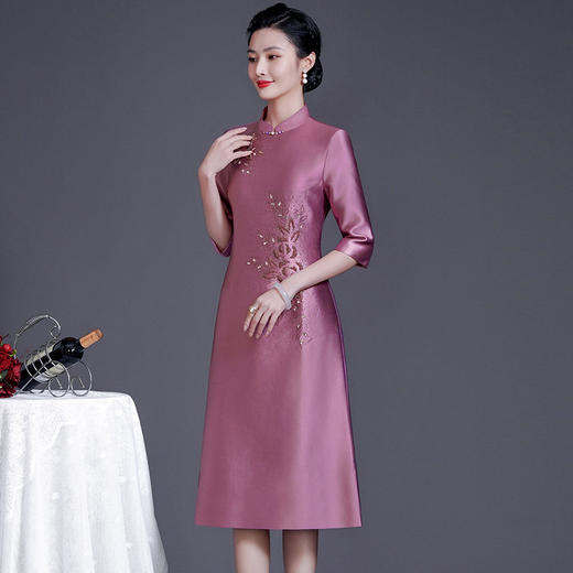 喜婆婆旗袍妈妈婚礼礼服婚宴装结婚喜服大码高端气质YZL-803# 商品图3