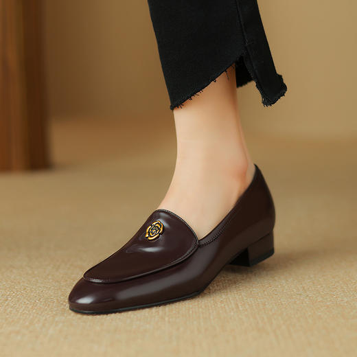 优雅百搭，圆润真皮纯色金属装饰乐福鞋单鞋NX-8076 商品图8