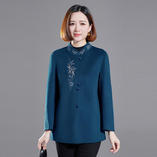 秋冬新款双面羊绒大衣女中长款绣花羊毛呢子外套KQ-215281 商品图3