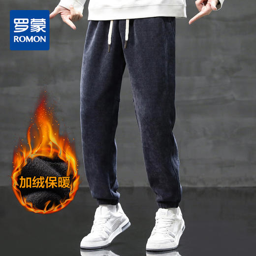 1Z64H318R【加绒加厚】罗蒙秋冬保暖灯芯绒休闲裤男长裤加绒裤男卫裤男加绒裤子男 商品图0