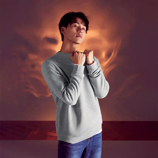 柒牌男士休闲上衣保暖内衣圆领羊毛秋衣抑菌打底衫内搭外穿卫衣男	125F70040 商品图1