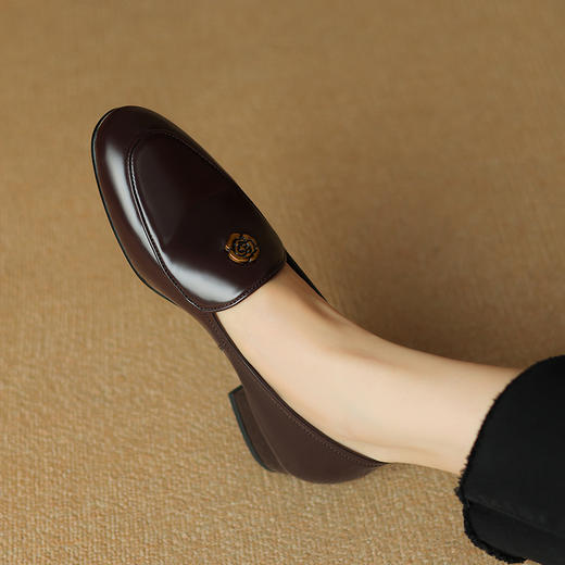 优雅百搭，圆润真皮纯色金属装饰乐福鞋单鞋NX-8076 商品图10