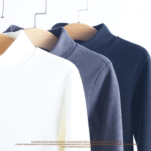 weyo秋冬男童女童翡丝双面抗菌保暖纯色半高领打底上衣T10302 商品图4