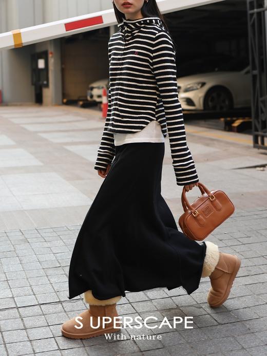 【4折不退换 买六免一】卫衣料分割鱼尾开衩长裙 商品图0